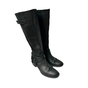 UGG Bandara Tall Black Leather Riding Boots Women's 8 Equestrian Minimalist